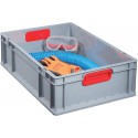 Boite EuroBox 417,400x300x170mm poignée fermée.,gris/rouge