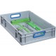 Boite EuroBox 412,400x300x120mmGriffe ouverte ,gris/bleu