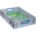 Boite EuroBox 412,400x300x120mmGriffe ouverte ,gris/bleu