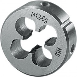 Filière, métrique, en acier à coupe rapide, Filetage : M7, Pas 1,00 mm, Ø extérieur x hauteur 25 x 9 mm