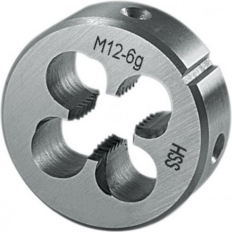 Filière, métrique, en acier à coupe rapide, Filetage : M7, Pas 1,00 mm, Ø extérieur x hauteur 25 x 9 mm