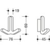 Crochet double Ser.477 mat,élastique Plastique (TPU) 95 gris roche H.69mm HEWI