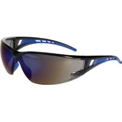 Lunettes de protection EN 166 EN 172 branches noir/bleu,écran miroité