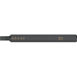 Embout Bit 800 S p.vis à fente 4,0mm L.70mm 1/4 pouce C6,3 épaisseur de coupe 0,8mm WERA (Par 5)