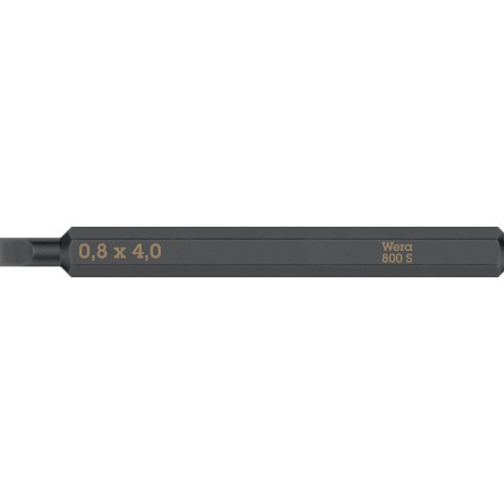 Embout Bit 800 S p.vis à fente 4,0mm L.70mm 1/4 pouce C6,3 épaisseur de coupe 0,8mm WERA (Par 5)