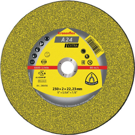 Disque à tronçonner A 24 Extra D230xB2mm alésage 22,23mm mi-dur GER Vitesse 6600tr/min (Par 25)
