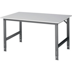 Table de travail Tom L1500xP1000xH760-1080mm Plan de travail mélamine Piétement gris anthracite