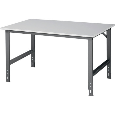 Table de travail Tom L1500xP1000xH760-1080mm Plan de travail mélamine Piétement gris anthracite