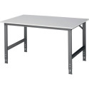 Table de travail Tom L1500xP1000xH760-1080mm Plan de travail mélamine Piétement gris anthracite