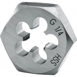 Filière 6 pans, BSP, Filetage : G 1.1/2 pouces, Filets par 11 pouces, Cote s/plats x hauteur 85 x 22 mm