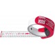 Ruban a mesurer avec frein/clip de ceinture, Rouge/blanc, 2 m x 16 mm