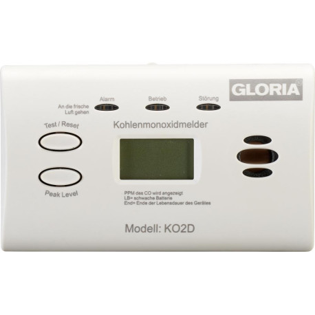 Détecteur de monoxyde de carbone KO2D avec écran L154xP44H80 mm Gloria