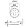 Serrure 6533.PZ.RH12.inox jusqu'à TS-88mm