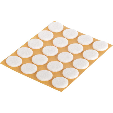 Patins en feutre Ø 17 mm. autocollants. blanc Contenu : 20