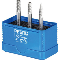 Jeu de fraises sur tige HSS 6 mm 3 pièces. A-C-K Ø 6mm. Denture Z3 Cheval