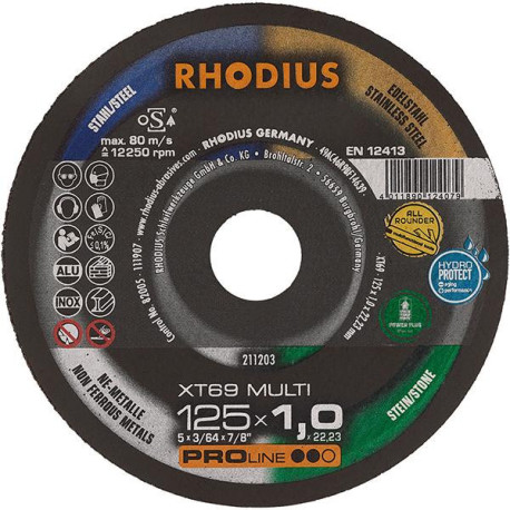 Disque à tronçonner XT69MULTIPRO125 x 1.0mm droit. Rhodius