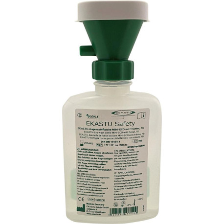 Bouteille de rinçage oculaire MINI-ECO avec entonnoir. env. 200ml