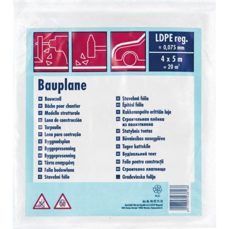 Bâche de couverture lourde 75 my 20 m² - 4 x 5 m noir