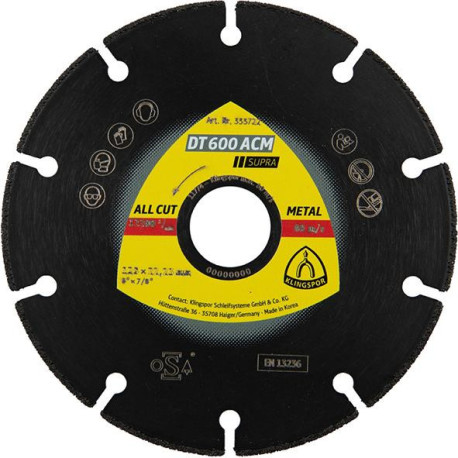 Disque à tronçonner diamanté DT 600 ACM Supra 125x1.3X22.23mm KLINGSPOR