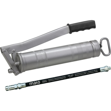 Pompe à graisse tout acier E500 m. Tuyau M10x1 Cartouche de 400g /500g en vracMATO