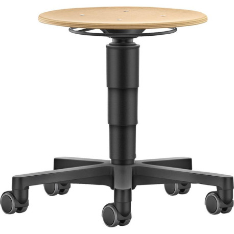 Tabouret pivotant Assise ronde en bois Hauteur d'assise 450 - 650 mm avec roulettes