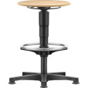 Tabouret pivotant Assise ronde en bois Hauteur d'assise 530 - 750 mm avec patins et repose-pieds