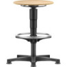 Tabouret pivotant Assise ronde en bois Hauteur d'assise 530 - 750 mm avec patins et repose-pieds