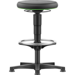 Tabouret pivotant Mousse intégrale hauteur d'assise 530 - 750 mm avec patins et repose-pieds
