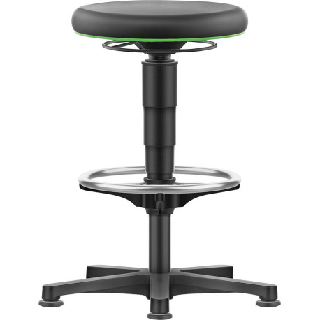 Tabouret pivotant Mousse intégrale hauteur d'assise 530 - 750 mm avec patins et repose-pieds