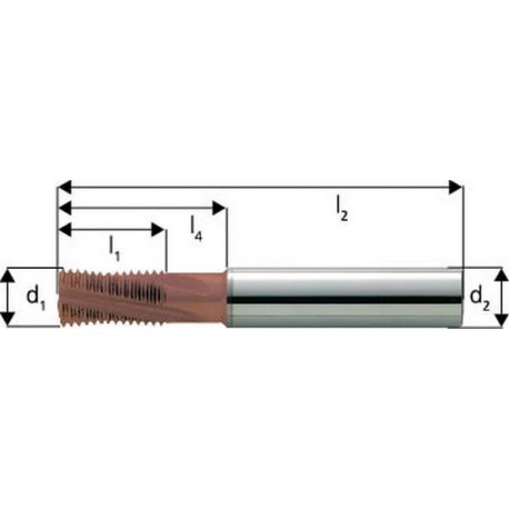 Fraise à fileter GFM en carbure monobloc, arrosage central, revêtement TiCN, Ø d1 : 20 mm, Pas 1,50 mm, Lames de l1 33 mm, Pour Ø filetage : 26 mm