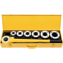Filière manuelle dans un coffret en tôle d'acier Rems eva Set R 1/2 -3/4 -1- 1 1/4-1 1/2-2