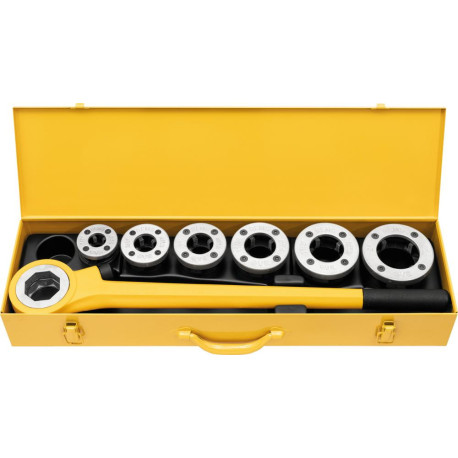 Filière manuelle dans un coffret en tôle d'acier Rems eva Set R 1/2 -3/4 -1- 1 1/4-1 1/2-2