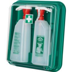 Bouteille de rinçage oculaire Set2. Récipient mural. 2 bouteilles : 620ml