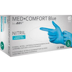 Gants à usage unique en nitrile. MED COMFORT BLUE. non poudré. Taille.S