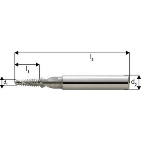 Fraise à percer et fileter BGF en carbure monobloc, avec arrosage central, 1,5 x d, sans revêtement, Filetage : M4, Pas 0,70 mm