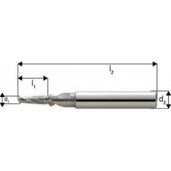 Fraise à percer et fileter BGF en carbure monobloc, avec arrosage central, 1,5 x d, sans revêtement, Filetage : M16, Pas 2,00 mm