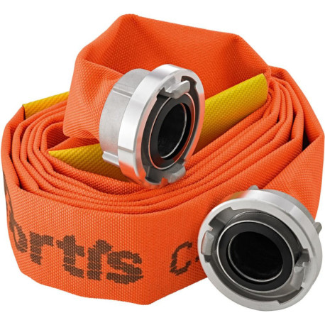 Tuyau plat de construction/industriel. orange. A/102mm avec 2 clapets anti-fuites. STORZ Raccord. 20m FORTIS