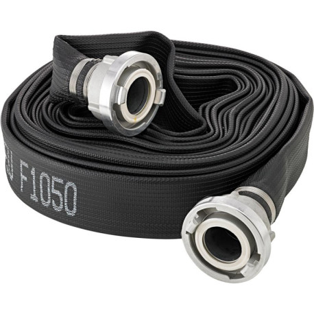 Tuyau plat polyvalent caoutchouté. noir. C/52mm. STORZ Raccords 20m FORTIS