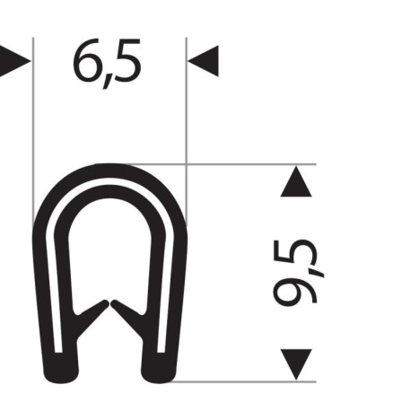 Protection d'arêtes flexible ronde. noir. 6.5x9.5 mm. Plage de serrage 1.0-2.0mm. 10m FORTIS (Par 10)