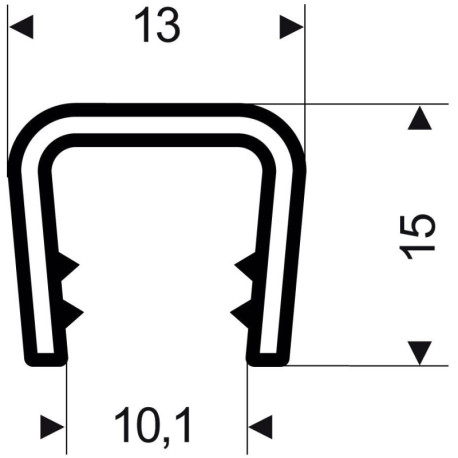 Protège-arête flexible conique. noir. 13x15 mm. Zone de serrage 6.0-8.0mm. 50m FORTIS (Par 50)