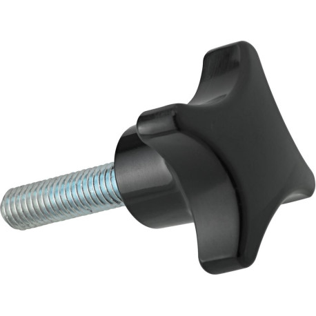 Poignée en croix DIN6335A Duroplast. Forme L. 40mm. M 8x30. Contenu : 5 pièces FORTIS