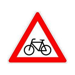 Panneau VKZ.138-20 Triangle 900mm Cyclistes se croisant(gauche) Label RAL film RA1