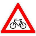 Panneau VKZ.138-20 Triangle 900mm Cyclistes se croisant(gauche) Label RAL film RA1