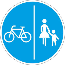 Panneau VKZ.241-30 Ronde 600mm piste cyclable et piétonne séparée Label de qualité RAL feuille RA1