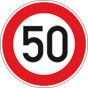 Panneau VKZ.274-50 Ronde 600mm 50 km/h Label de qualité RAL film RA1