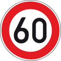 Panneau VKZ.274-60 Ronde 600mm 60 km/h Label de qualité RAL film RA1