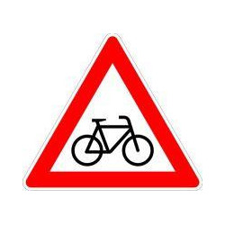 Panneau VKZ.138-10 Triangle 900mm Croisement cycliste (droite) Label RAL film RA2