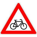 Panneau VKZ.138-10 Triangle 900mm Croisement cycliste (droite) Label RAL film RA2