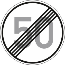 Panneau VKZ.278-50 Rond 600mm fin 50 km/h Label de qualité RAL film RA2