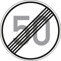 Panneau VKZ.278-50 Rond 600mm fin 50 km/h Label de qualité RAL film RA2
